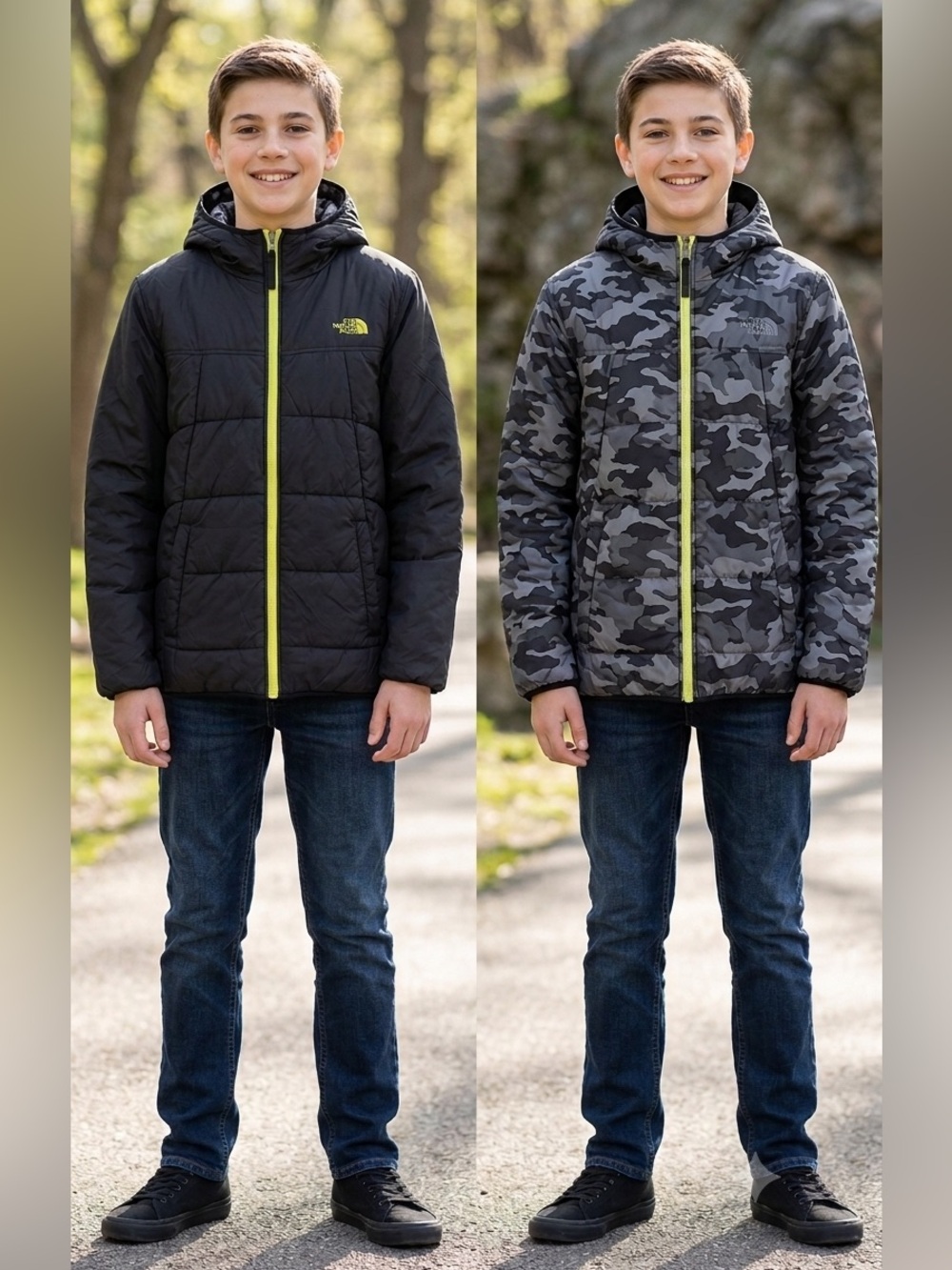 The North Face Reversible Hooded Puffer Jacket Youth XL 18/20 Black